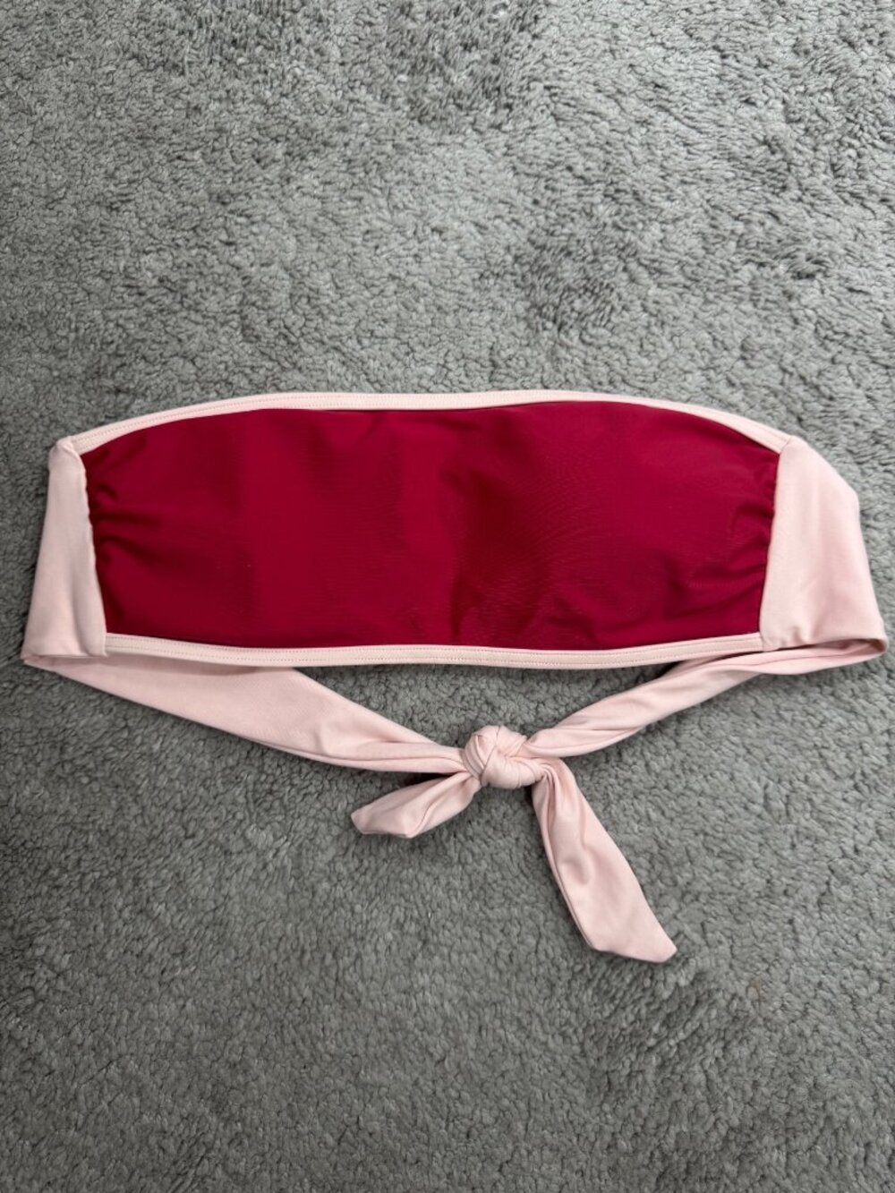 WET Bikini Top Bandeau Strapless Tie Back Sz XS Colorblock Red PInk